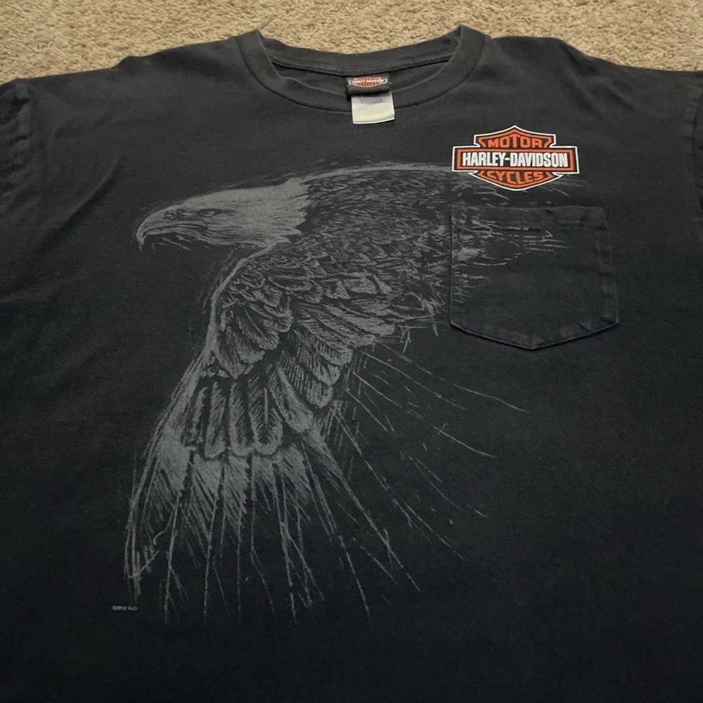 90’s Vintage Biggs San Marcos CA Harley Davidson Shield w/ Silhouette black 2XL